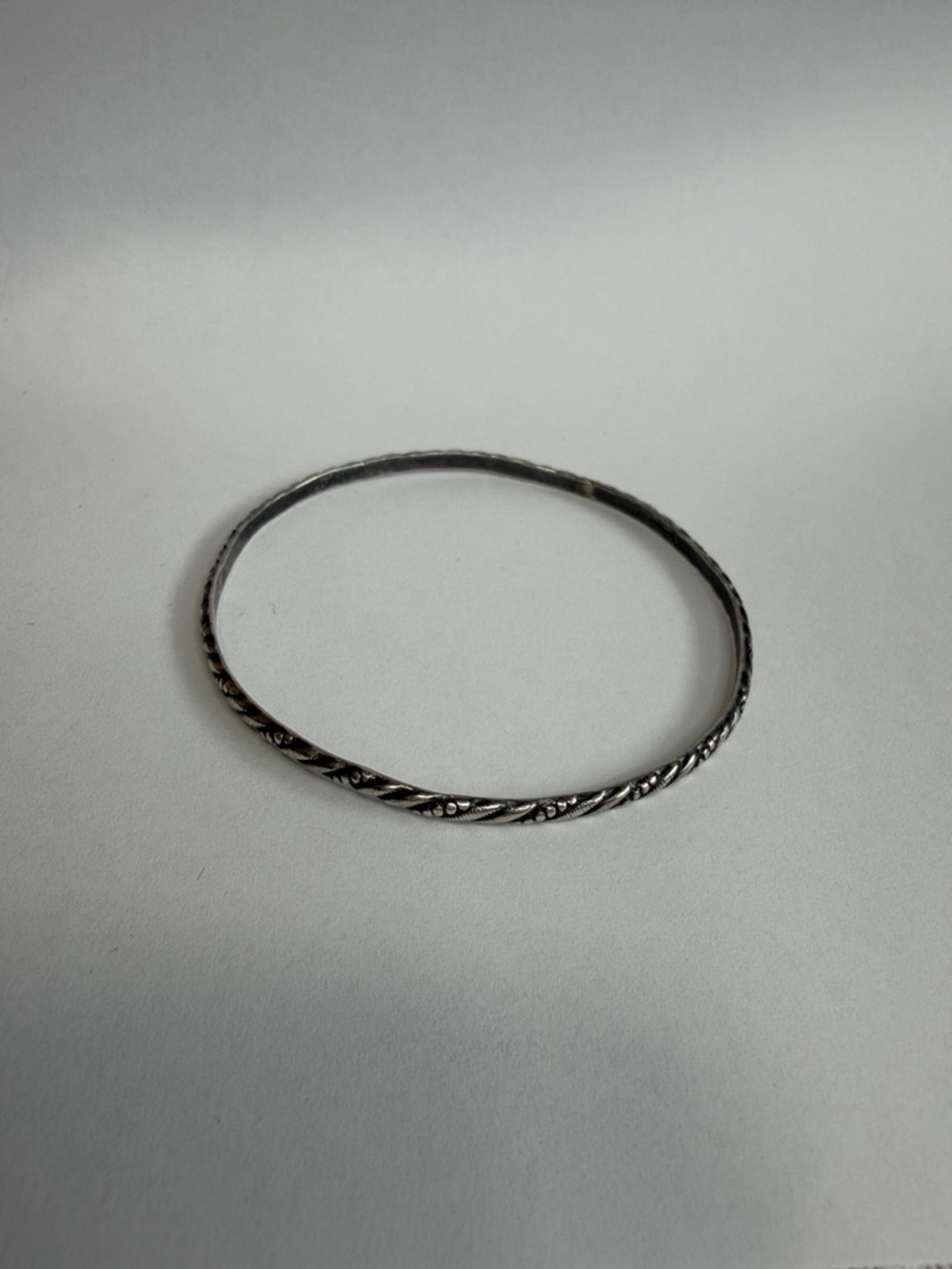 Sterling Silver Twisted Leaf Bangle Bracelet - Silver-Vintage